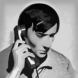 guy on phone BW